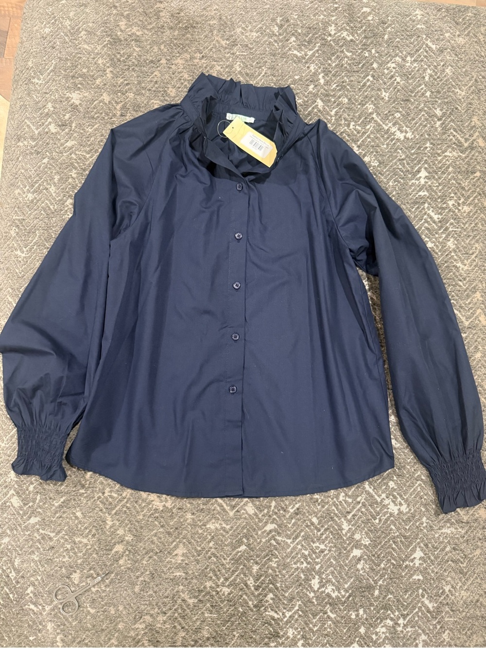 NWT Jade Melody Tam Navy Blouse (Small)